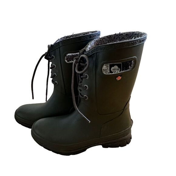 BOGS ~Women’s Amanda rubber boot with faux fur lining~ Forest Green ~ size 6 - Picture 8 of 12